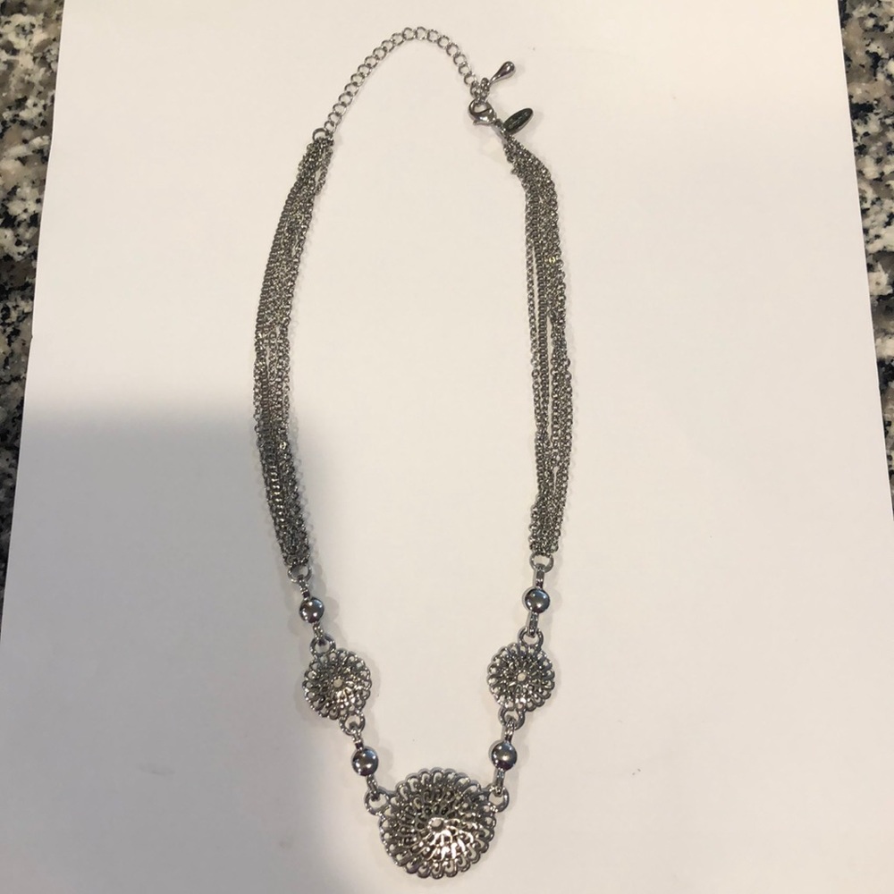 Lia Sophia silver disc necklace